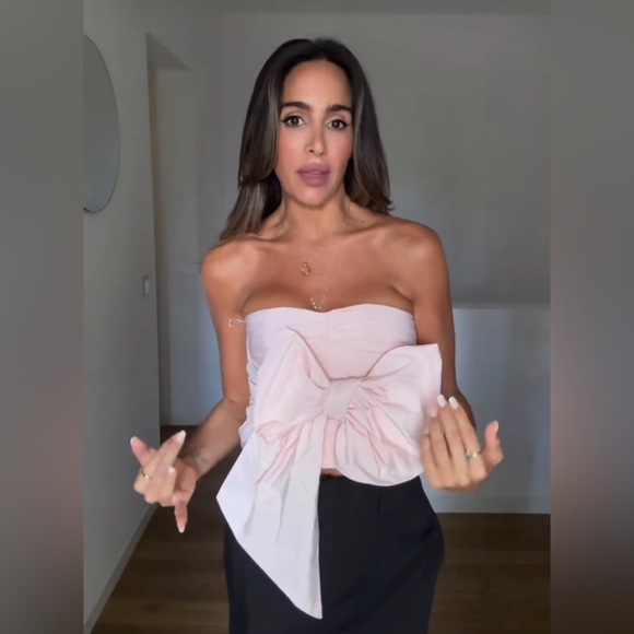 NWT ZARA STRAPLESS TAFFETA BOW TOP - Picture 2 of 6